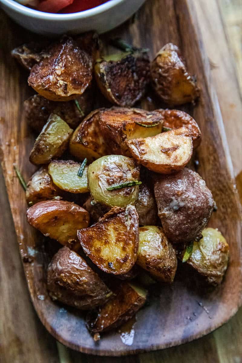 Delicious roasted potatoes with Parmesan cheese and garlic, perfect for a flavorful side dish. Ideal.
